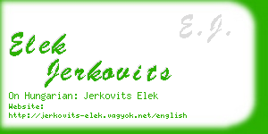 elek jerkovits business card